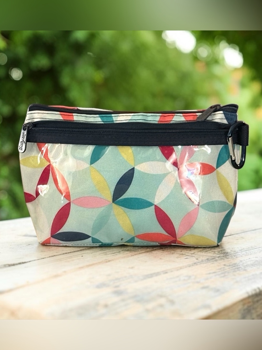 Thirty-One Blue Multicolor Floral Cosmetic Bag